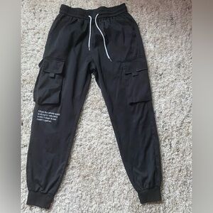 SHEIN Black Cargo Pants with Text Detail